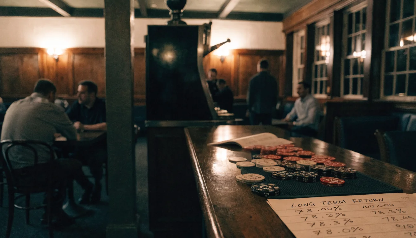 Australian pub lounge with slot machine and ledger of figures